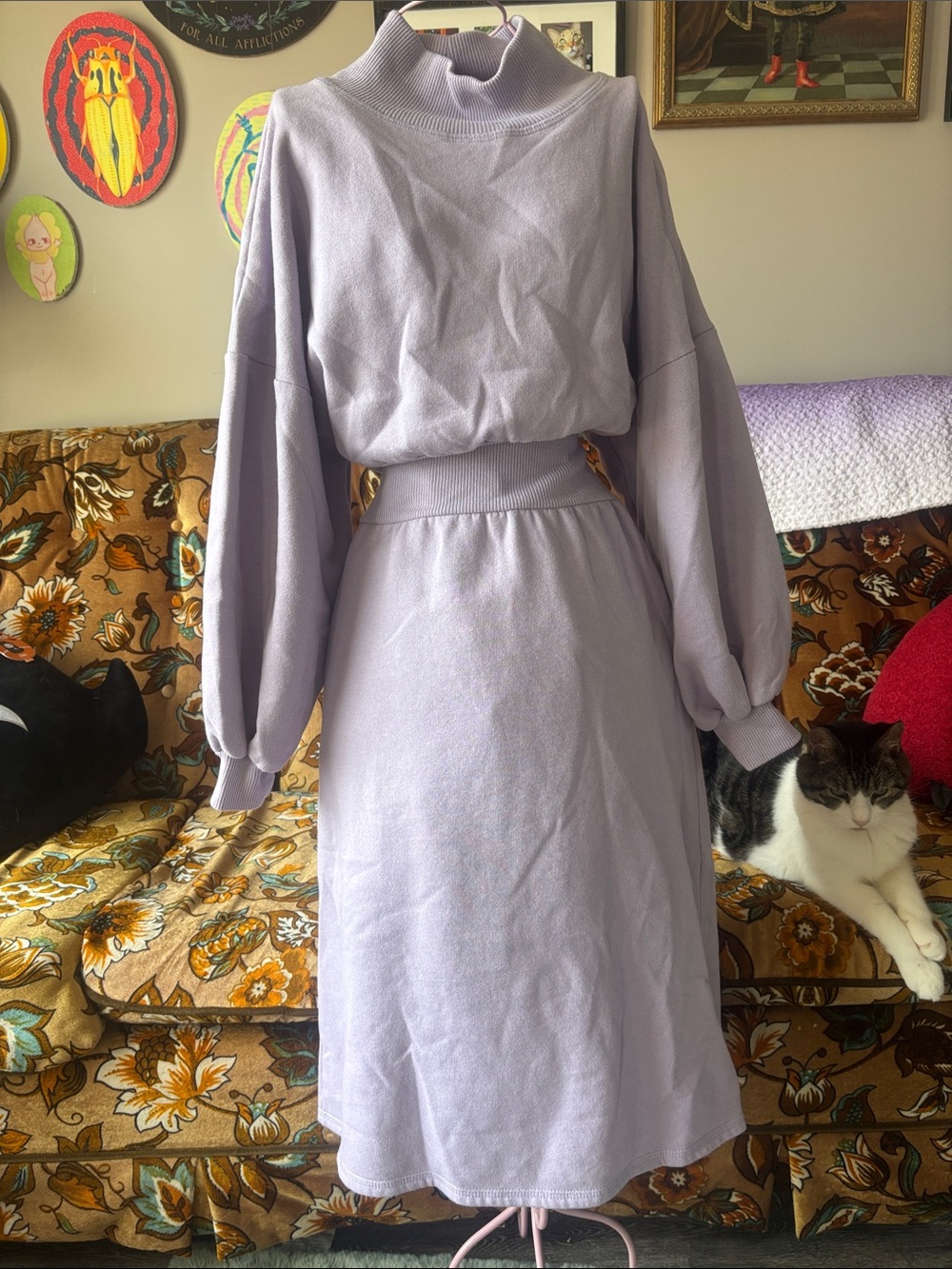Zara Lilac Midi Dress with Turtleneck